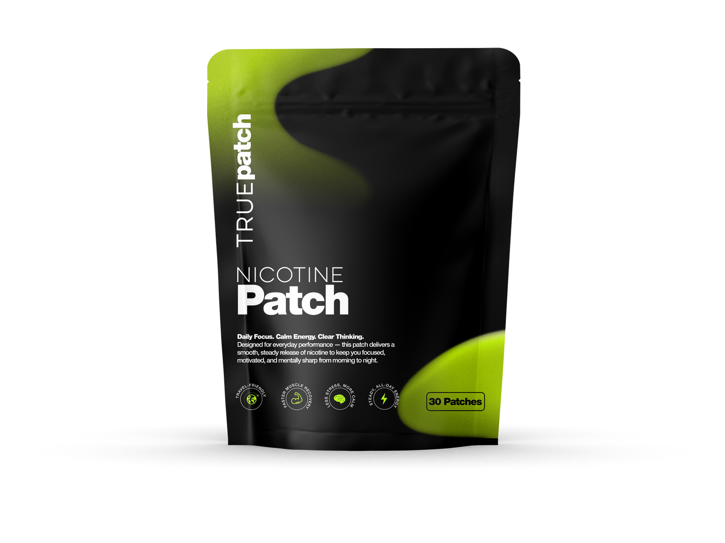 Nicotine patch for focus, energy, and mental clarity support