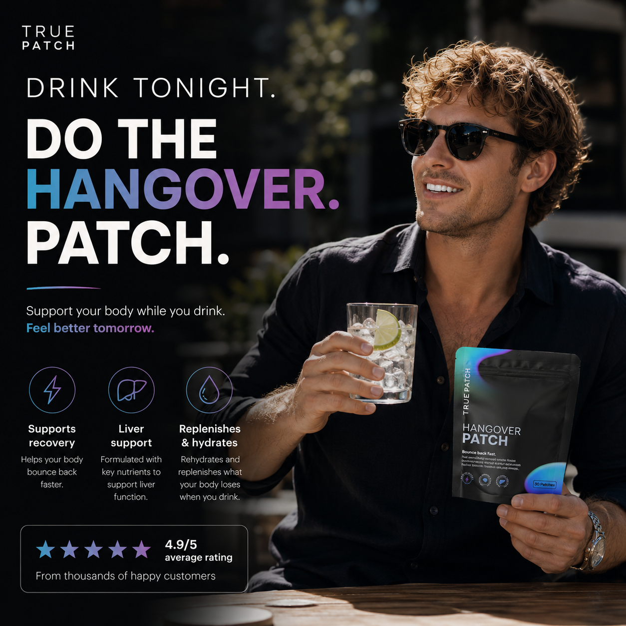 True Patch Hangover Patch — support your body while you drink and feel better tomorrow